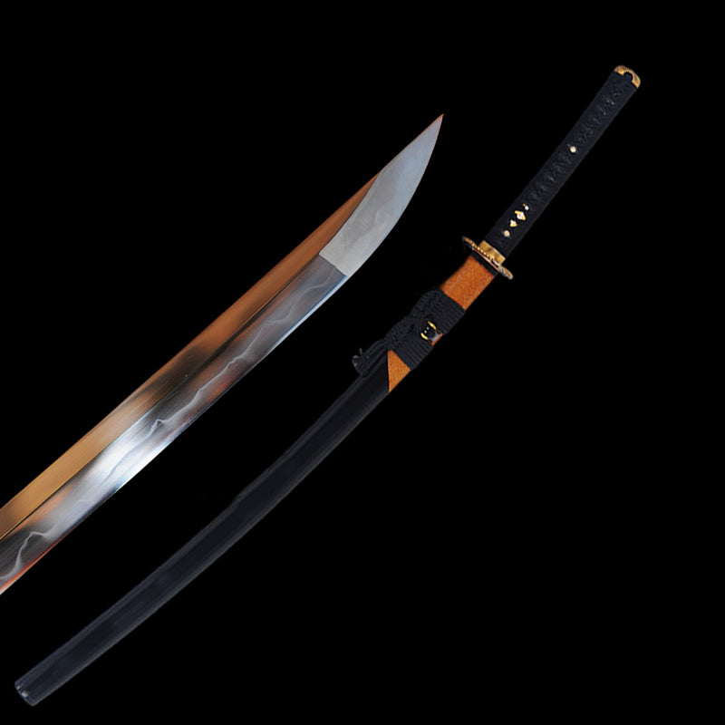 Hand Forged Japanese Samurai Katana Sword T10 Steel Clay Tempered Rayskin Saya Eagle Tsuba Full Tang - COOLKATANA 