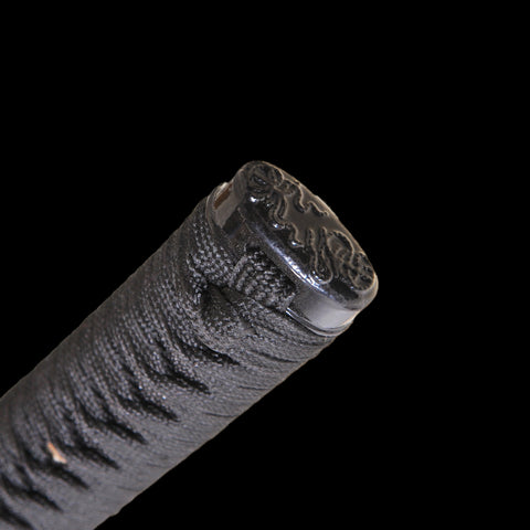 Hand Forged Japanese Samurai Katana Sword 1095 Carbon Steel Black Blade Fake Hamon Iron Tsuba-COOLKATANA-SL-1008-U
