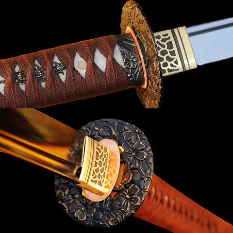 Hand Forged Japanese Samurai Sword Clay Tempered Katana 1095 High Carbon Steel Blade Full Tang-COOLKATANA-SL-218-U