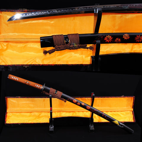 Hand Forged Japanese Samurai Sword Clay Tempered Katana 1095 High Carbon Steel Blade Hand-Drawn Saya-COOLKATANA