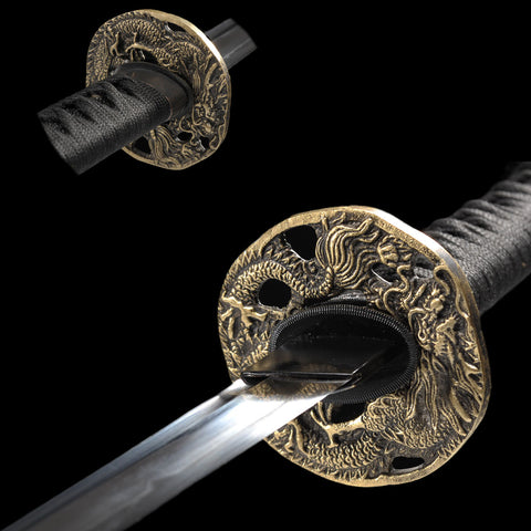 Hand Forged Japanese Samurai Sword Clay Tempered Katana 1095 Steel Brass Tsuba Battle Ready-COOLKATANA-SL-1231-U