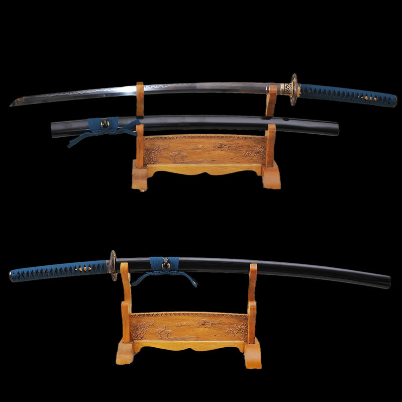 Hand Forged Japanese Samurai Sword Clay Tempered Katana 1095 Steel Tiger Tsuba Full Tang - COOLKATANA 