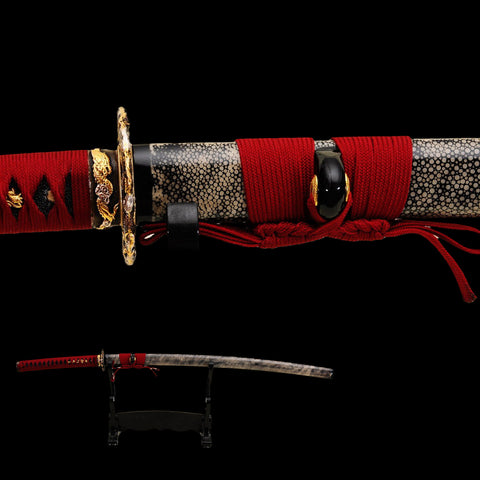 Hand Forged Japanese Samurai Sword Clay Tempered Katana Full Rayskin Saya-COOLKATANA-SL-837-U
