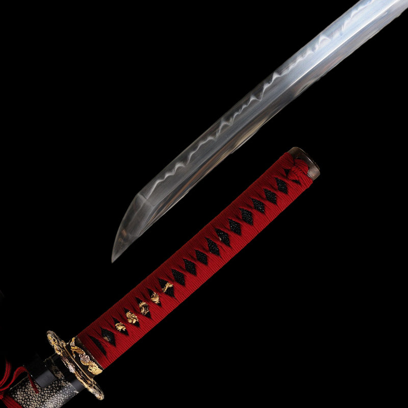Hand Forged Japanese Samurai Sword Clay Tempered Katana Full Rayskin Saya - COOLKATANA 