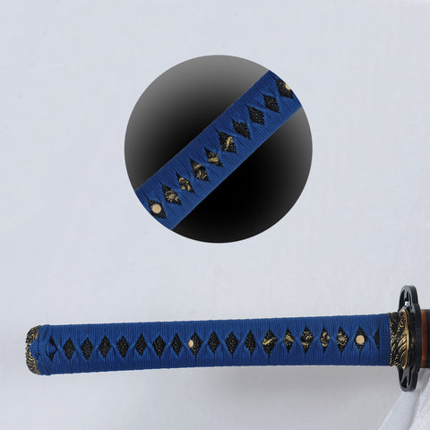 Hand Forged Japanese Samurai Sword Clay Tempered Katana Honsanmai 1095 Steel+Folded Steel Iron Tsuba-COOLKATANA