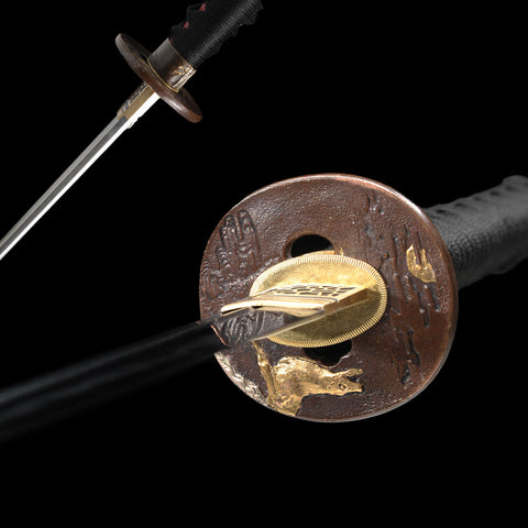 Hand Forged Japanese Samurai Sword Clay Tempered Katana Sanmai Combined Material Blade Copper Tsuba-COOLKATANA-SL-1225-U