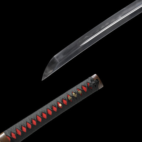 Hand Forged Japanese Samurai Sword Clay Tempered Katana Sanmai Combined Material Blade Copper Tsuba-COOLKATANA