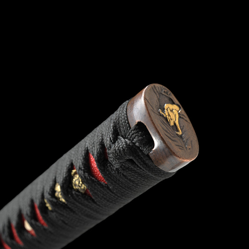 Hand Forged Japanese Samurai Sword Clay Tempered Katana Sanmai Combined Material Blade Copper Tsuba - COOLKATANA 