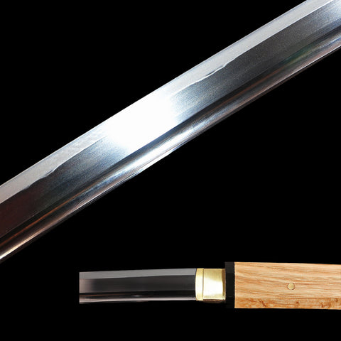 Hand Forged Japanese Shirasaya Katana Sword 1095 High Carbon Steel Clay Tempered Hazuya Polish-COOLKATANA