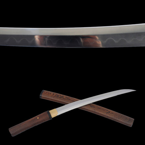 Hand Forged Japanese Shirasaya Tanto Sword Short Sword 1095 High Carbon Steel Clay Tempered-COOLKATANA