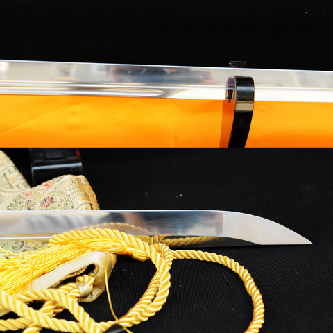 Hand Forged Japanese Shirsaya Katana Sword 1095 Carbon Steel Straight Blade Sword Red Wood Saya-COOLKATANA-SL-705-U