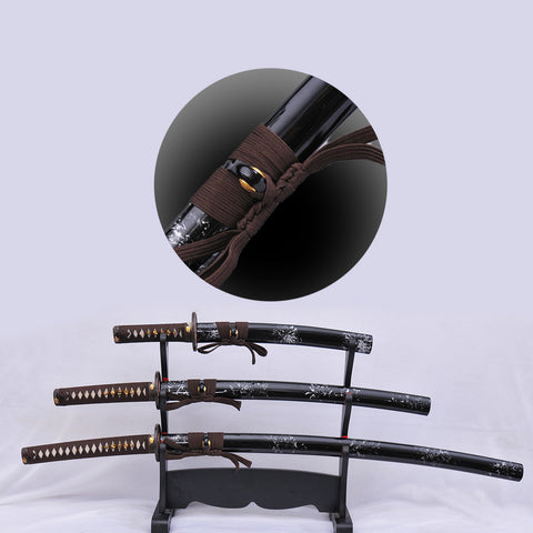 Hand Forged Japanese Sword Set Katana+Wakizashi+Tanto Unokubi-Zukuri Blade Full Tang-COOLKATANA
