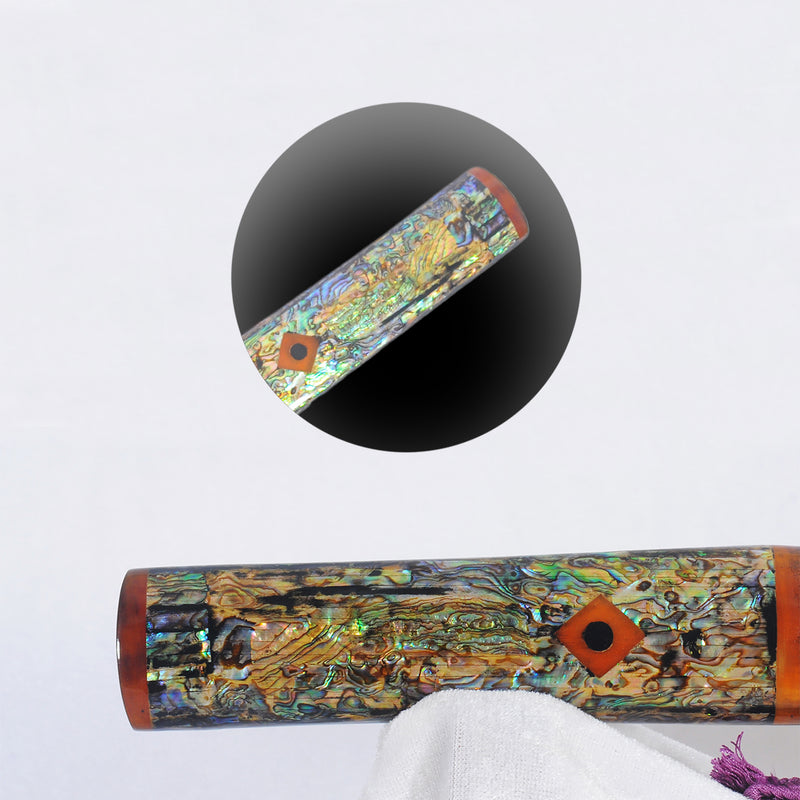 Hand Forged Japanese Tanto Short Sword Feather Pattern Blade Shell Saya Full Tang - COOLKATANA 