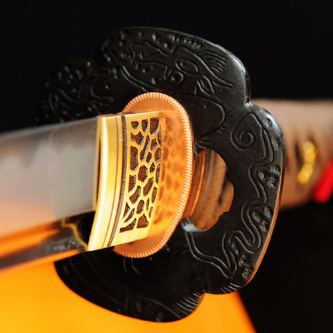 Hand Forged Japanese Tanto Sword Short Sword 1095 Carbon Steel Clay Tempered Hazuya Polished-COOLKATANA-SL-318-U
