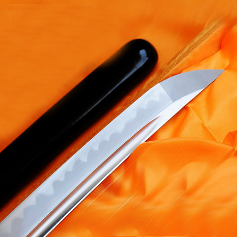 Hand Forged Japanese Tanto Sword Short Sword 1095 Carbon Steel Clay Tempered Hazuya Polished-COOLKATANA-SL-318-U