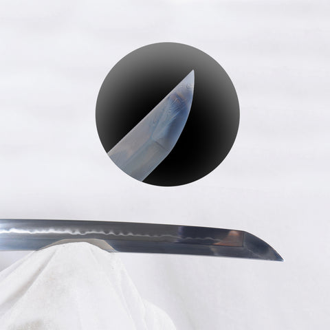 Hand Forged Japanese Tanto Sword Short Sword Clay Tempered Feather Pattern Blade Iron Tsuba-COOLKATANA-SL-1255-U