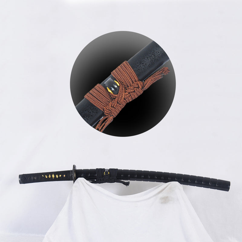 ดาบญี่ปุ่นแบบตีขึ้นมือ ดาบสั้น ดาบดินเผา ลายขนนก ใบมีดเหล็ก Tsuba - COOLKATANA 