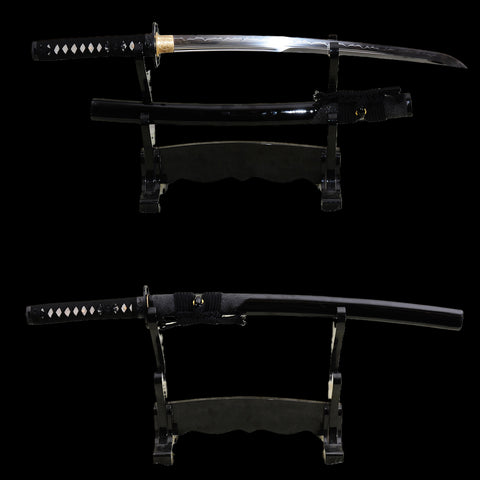 Hand Forged Japanese Wakizashi Sword 1095 Carbon Steel Clay Tempered Blade Rayskin Saya-COOLKATANA-SL-844-U