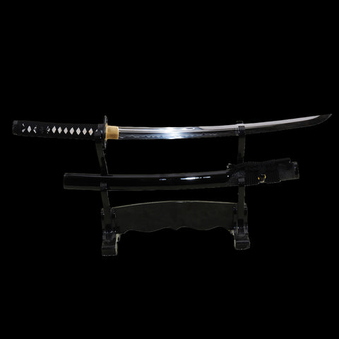 Hand Forged Japanese Wakizashi Sword 1095 Carbon Steel Clay Tempered Blade Rayskin Saya-COOLKATANA-SL-844-U