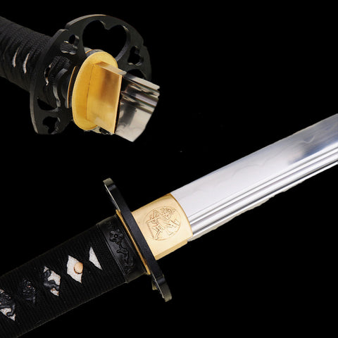 Hand Forged Japanese Wakizashi Sword 1095 Carbon Steel Clay Tempered Blade Rayskin Saya-COOLKATANA-SL-844-U