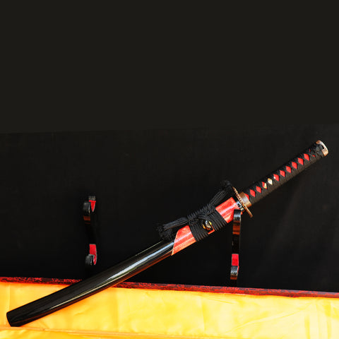 Hand Forged Japanese Wakizashi Sword 1095 Carbon Steel Clay Tempered Rayskin Saya Copper Eagle Tsuba-COOLKATANA-SL-323-U