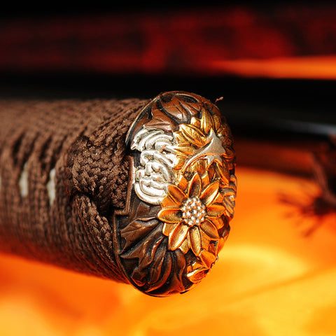 Hand Forged Japanese Wakizashi Sword 1095 Carbon Steel Clay Tempered Rayskin Saya Copper Tsuba-COOLKATANA-SL-325-U