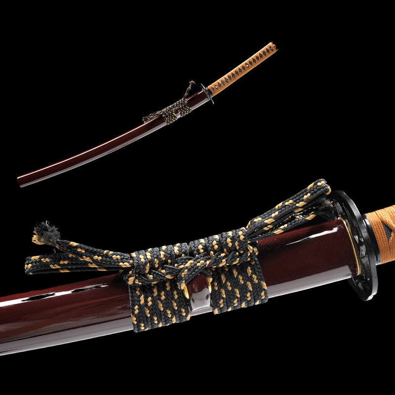 Hand Forged Japanese Wakizashi Sword 1095 High Carbon Steel Blade Full Tang - COOLKATANA 