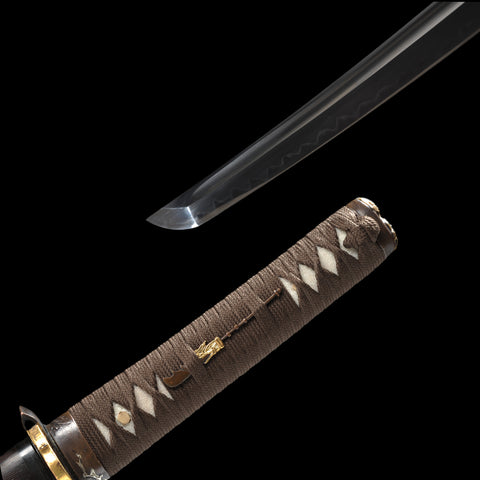 Hand Forged Japanese Wakizashi Sword 1095 High Carbon Steel Clay Tempered Full Tang-COOLKATANA