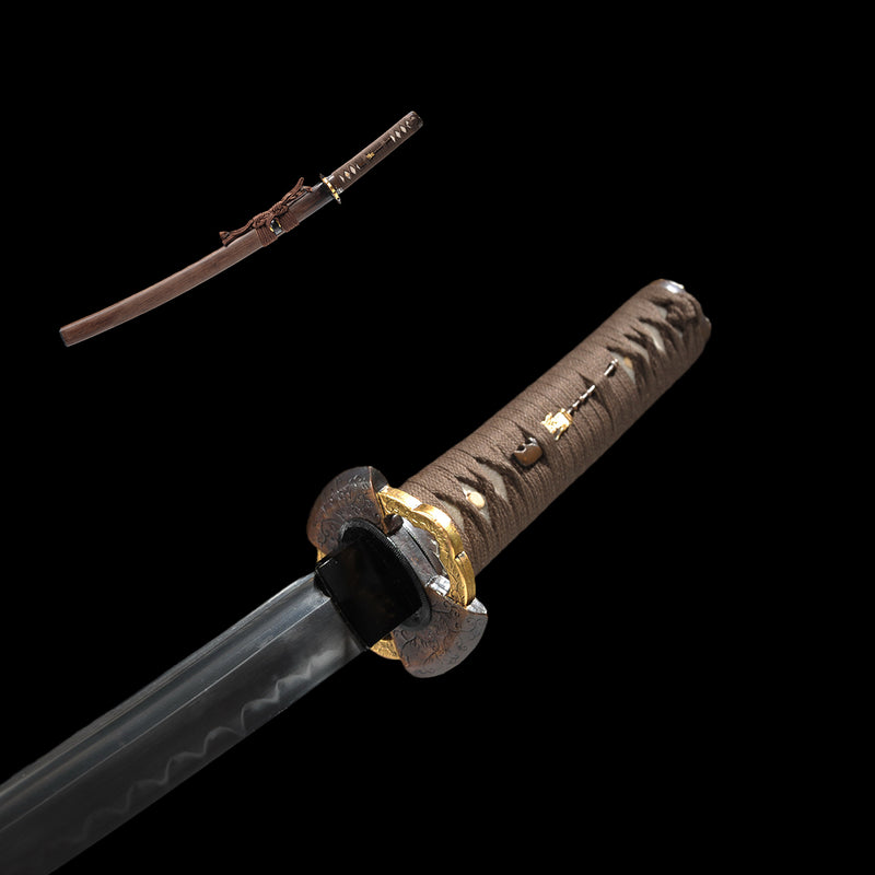Hand Forged Japanese Wakizashi Sword 1095 High Carbon Steel Clay Tempered Full Tang - COOLKATANA 
