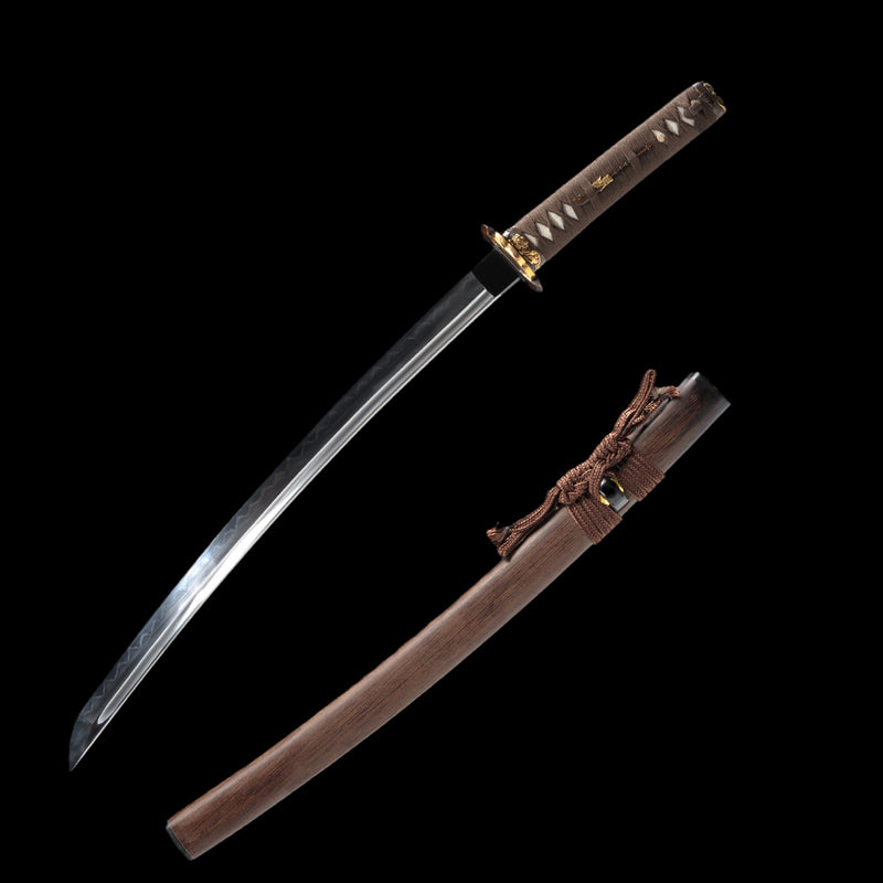 Hand Forged Japanese Wakizashi Sword 1095 High Carbon Steel Clay Tempered Full Tang - COOLKATANA 