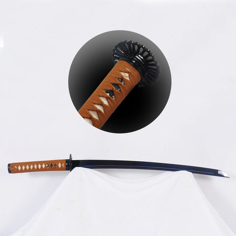 Hand Forged Japanese Wakizashi Sword Blue Blade Folded Steel Iron Tsuba Full Tang Sharp-COOLKATANA