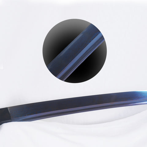 Hand Forged Japanese Wakizashi Sword Blue Blade Folded Steel Iron Tsuba Full Tang Sharp-COOLKATANA