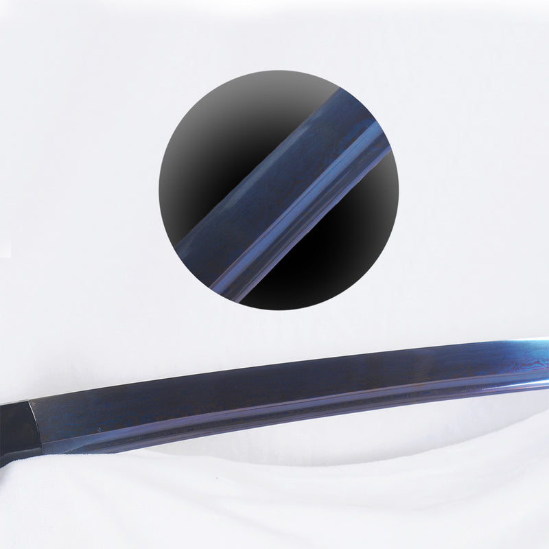 Hand Forged Japanese Wakizashi Sword Blue Blade Folded Steel Iron Tsuba Full Tang Sharp - COOLKATANA 