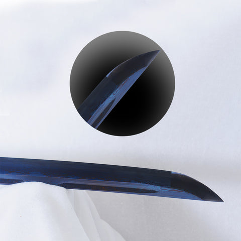Hand Forged Japanese Wakizashi Sword Blue Blade Folded Steel Iron Tsuba Full Tang Sharp-COOLKATANA-SL-1259-U