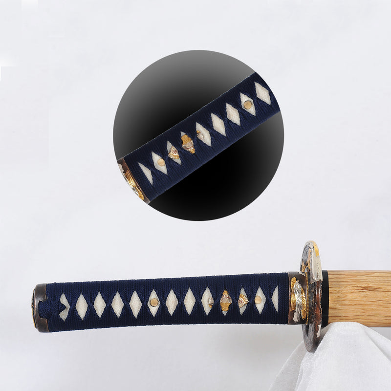 Hand Forged Japanese Wakizashi Sword Damascus Folded Steel Blade Copper Eagle Tsuba Sharp - COOLKATANA 