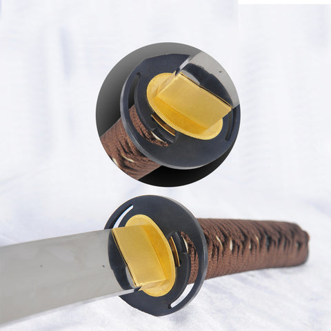 Hand Forged Japanese Wakizashi Sword Folded Steel Clay Tempered Feather Pattern Blade Iron Tsuba Battle Ready-COOLKATANA-SL-1254-U