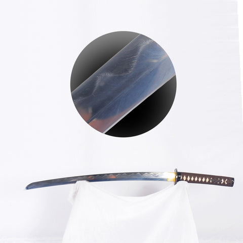 Hand Forged Japanese Wakizashi Sword Folded Steel Clay Tempered Feather Pattern Blade Iron Tsuba Battle Ready-COOLKATANA-SL-1254-U