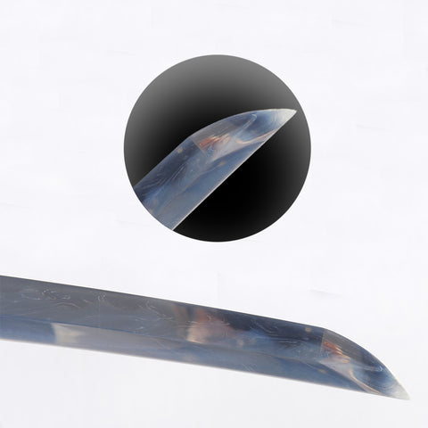 Hand Forged Japanese Wakizashi Sword Folded Steel Clay Tempered Feather Pattern Blade Iron Tsuba Battle Ready-COOLKATANA-SL-1254-U