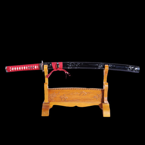 Hand Forged Japanese Wakizashi Sword Folded Steel Reddish Black Blade Full Tang-COOLKATANA-SL-1048-U