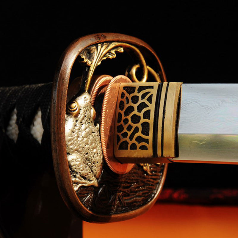 Hand Forged Japanese Wakizashi Sword Honsanmai 1095 Carbon Steel+Folded Clay Tempered Steel - COOLKATANA 