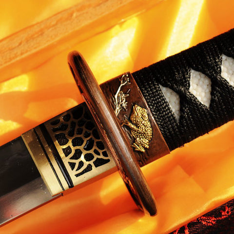 Hand Forged Japanese Wakizashi Sword Honsanmai 1095 Carbon Steel+Folded Clay Tempered Steel-COOLKATANA-SL-327-U