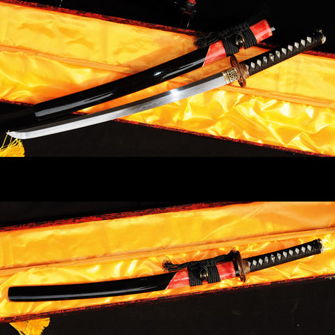 Hand Forged Japanese Wakizashi Sword Honsanmai 1095 Carbon Steel+Folded Clay Tempered Steel-COOLKATANA-SL-327-U