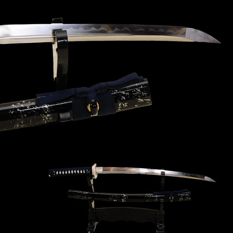 Hand Forged Japanese Wakizashi Sword Honsanmai Clay Tempered Blade Silver Tsuba Battle Ready-COOLKATANA-SL-840-U