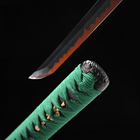 Hand Forged Japanese Wakizashi Sword Short Sword Clay Tempered 1095 Steel Black Blade Functional-COOLKATANA-SL-1217-U