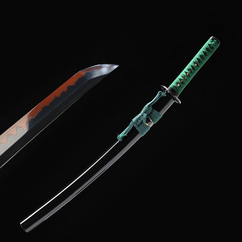 Hand Forged Japanese Wakizashi Sword Short Sword Clay Tempered 1095 Steel Black Blade Functional-COOLKATANA-SL-1217-U