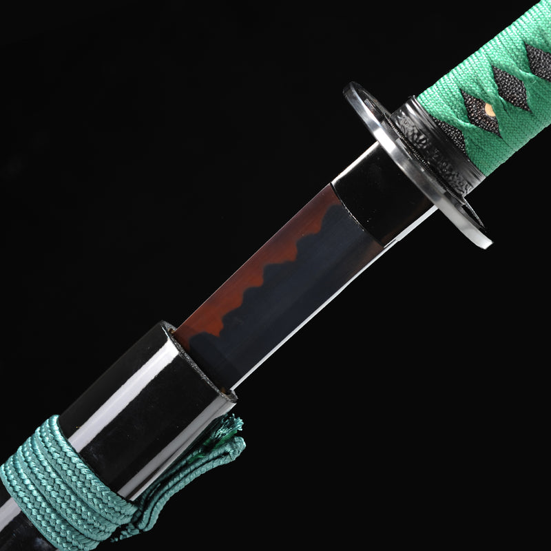 Hand Forged Japanese Wakizashi Sword Short Sword Clay Tempered 1095 Steel Black Blade Functional - COOLKATANA 