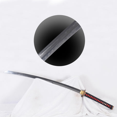 Hand Forged Kanmuri-Otoshi Katana Sword Clay Tempered 1095 Steel Double Edge Double Hamon Hand-Drawn Saya-COOLKATANA