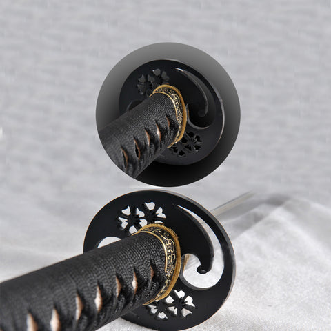 Hand Forged Kobuse Samurai Katana Sword Iron Tsuba Full Tang Half-Rayskin Saya Full Tang-COOLKATANA-SL-1207-U