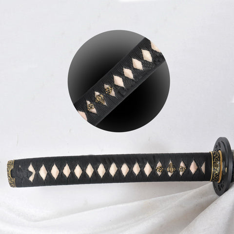 Hand Forged Kobuse Samurai Katana Sword Iron Tsuba Full Tang Half-Rayskin Saya Full Tang-COOLKATANA-SL-1207-U
