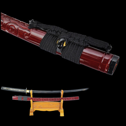 Hand Forged Little Crow Katana Double Edge Sword 1095 Steel Clay Tempered-COOLKATANA-SL-1129-U